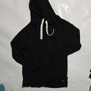 ZYIA Black Boyfriend Hoodie with White Drawstrings